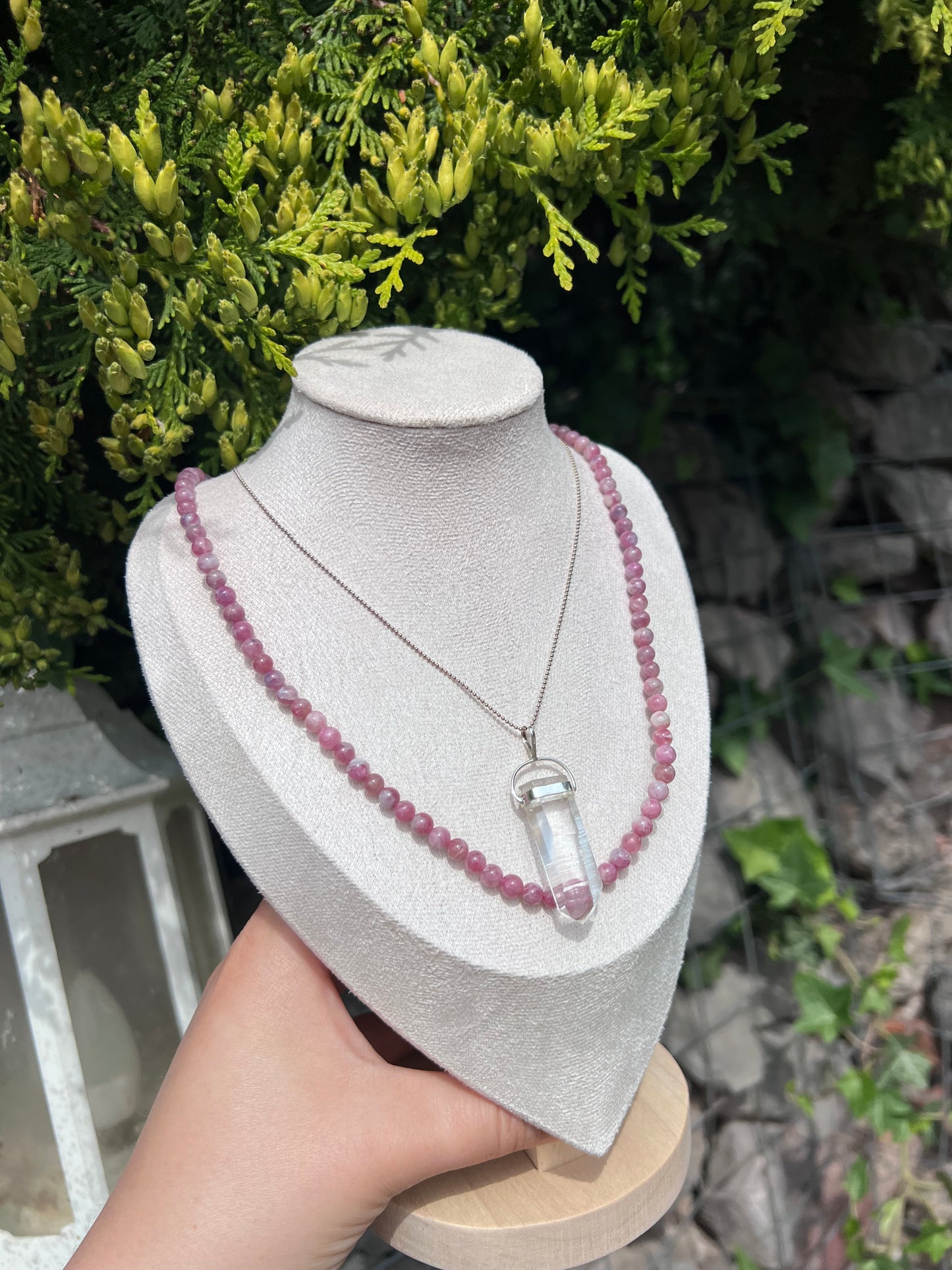 Unicorn Stone beaded necklace / triple stack beaded bracelet - 5mm beads