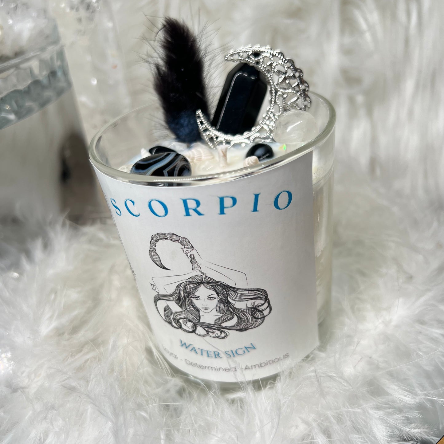 Scorpio crystal candle