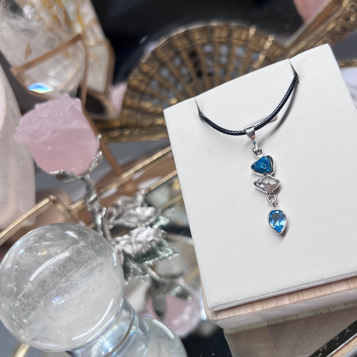 Blue Apetite, Herkimer Diamond & Blue Topaz pendant - 925 silver
