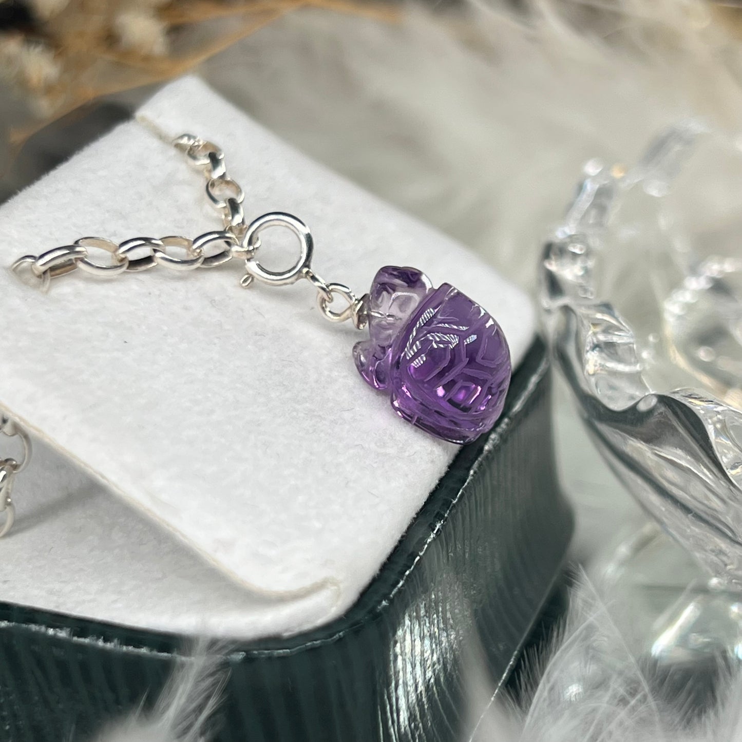 Amethyst tortoise 925silver charm