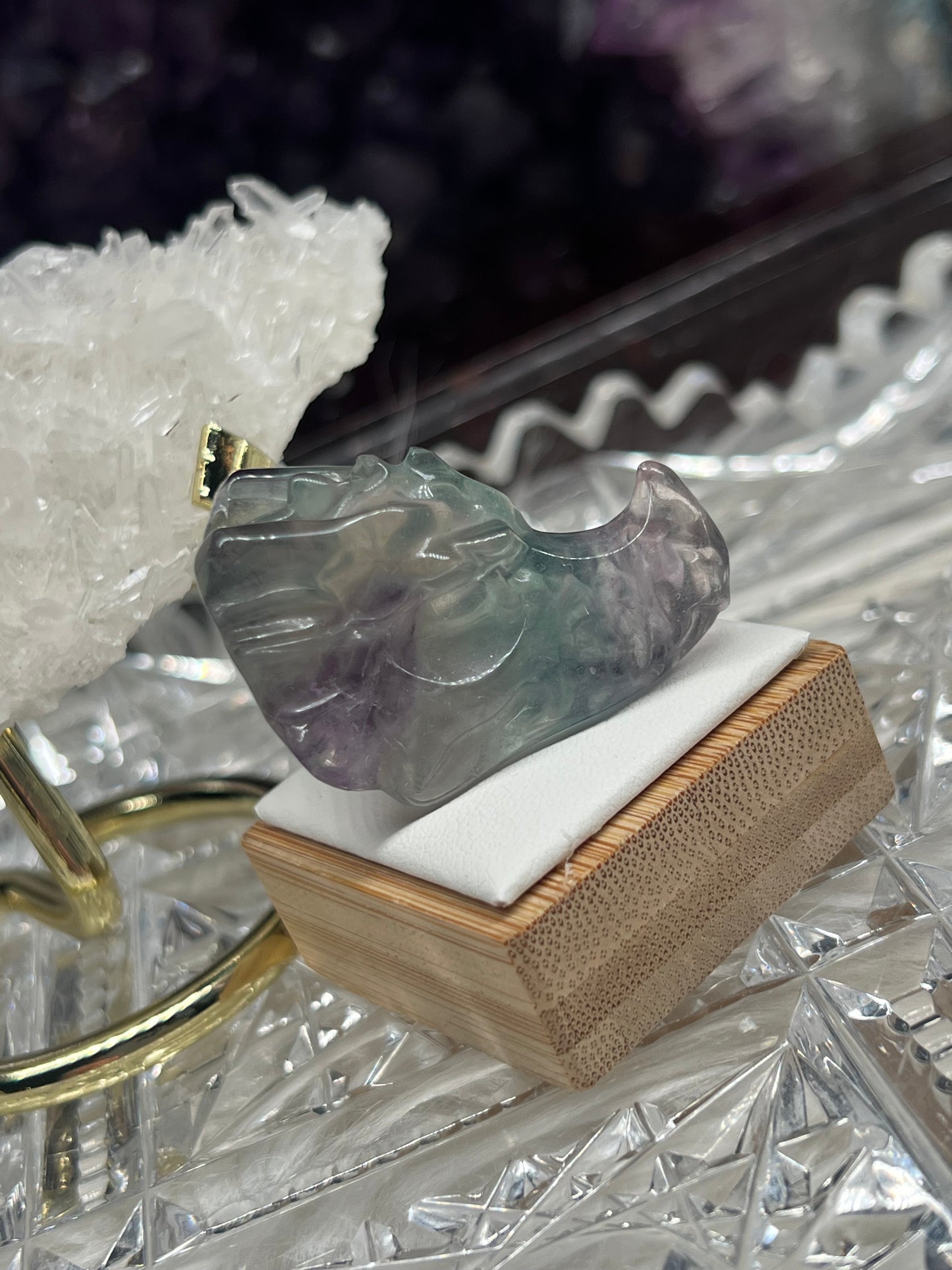 Fluorite dragon head carving c