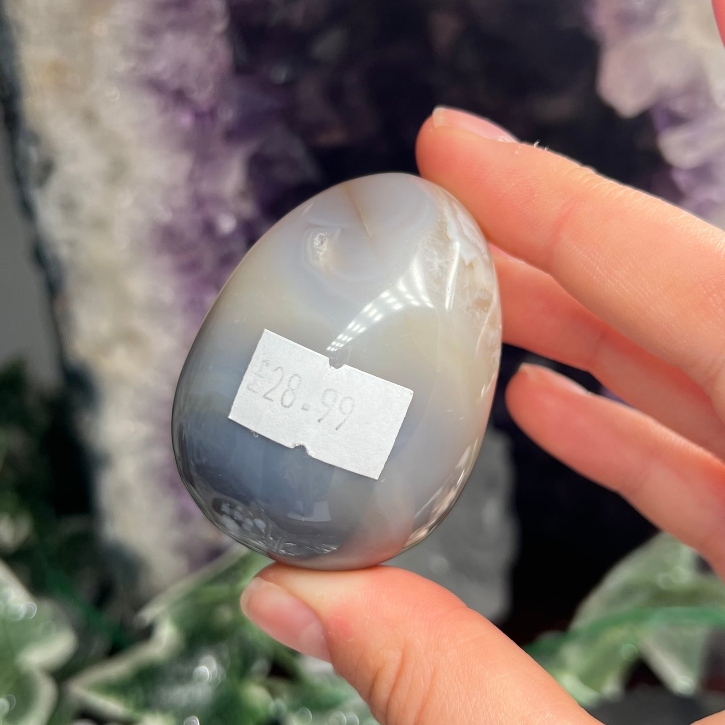 Druze agate egg with lemon colour bubble druze