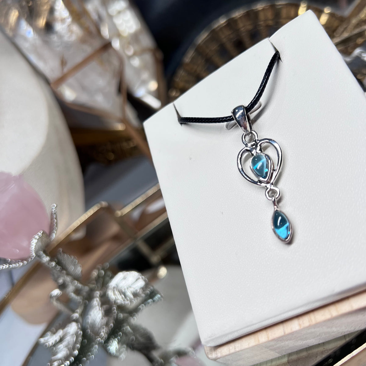Swiss Blue Topaz pendant - 925 silver