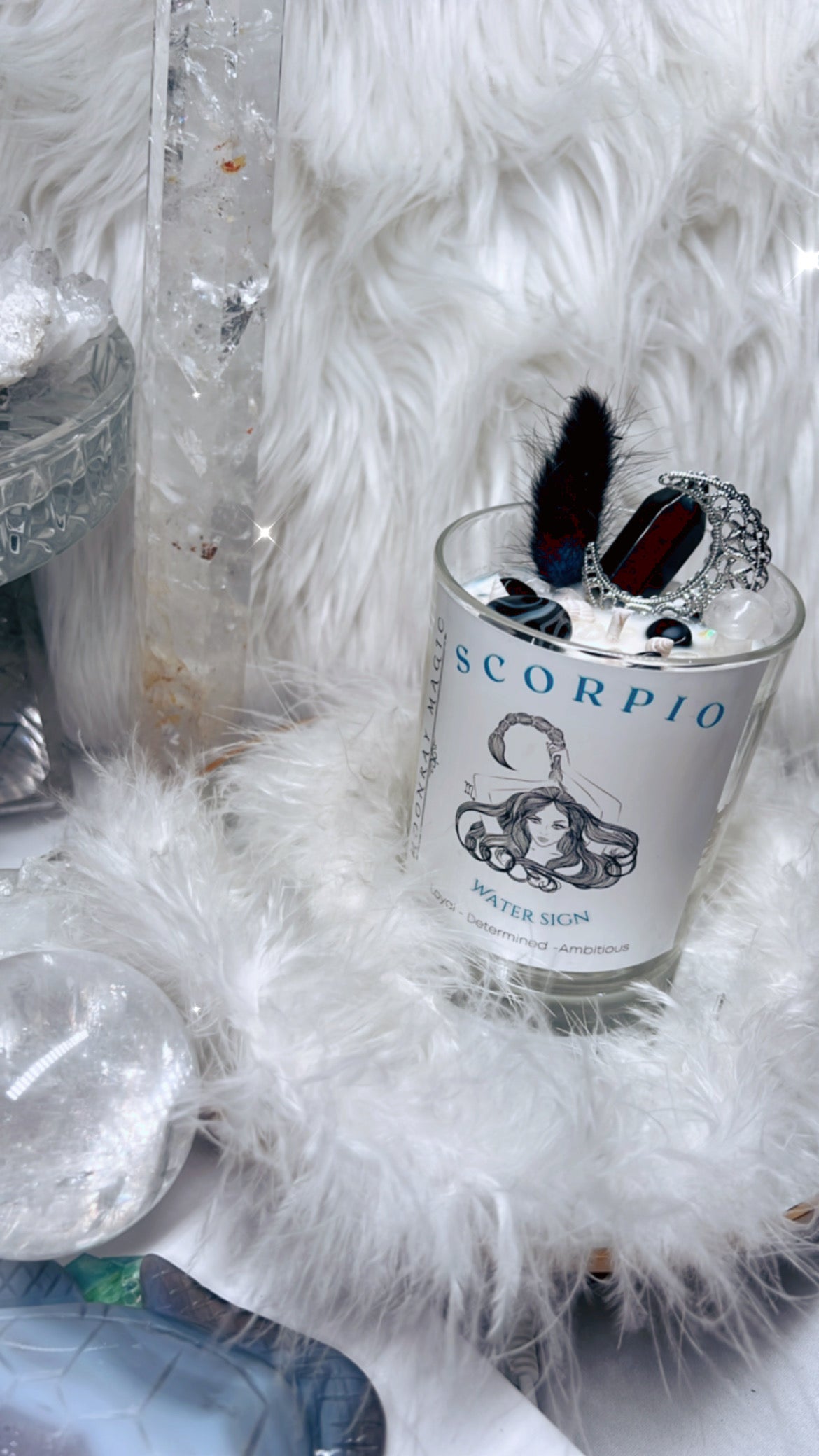 Scorpio crystal candle