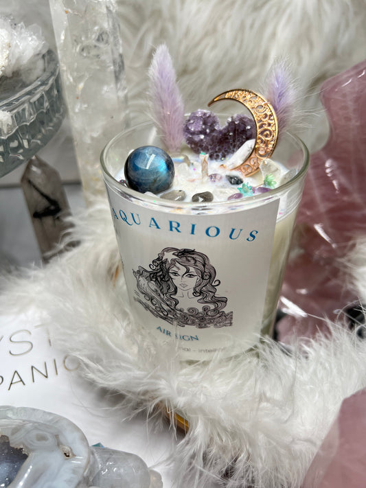 Aquarius crystal candle