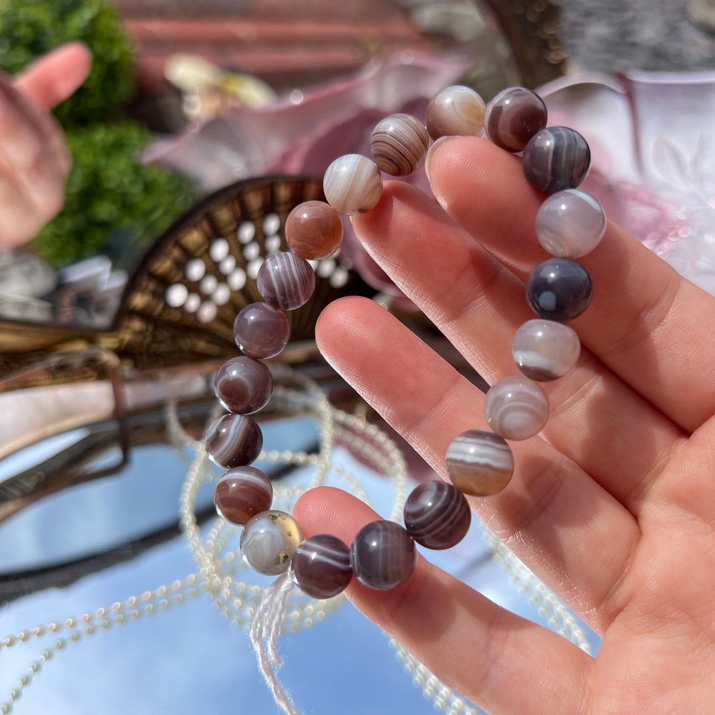 Botswana Agate crystal beaded bracelet - 10mm