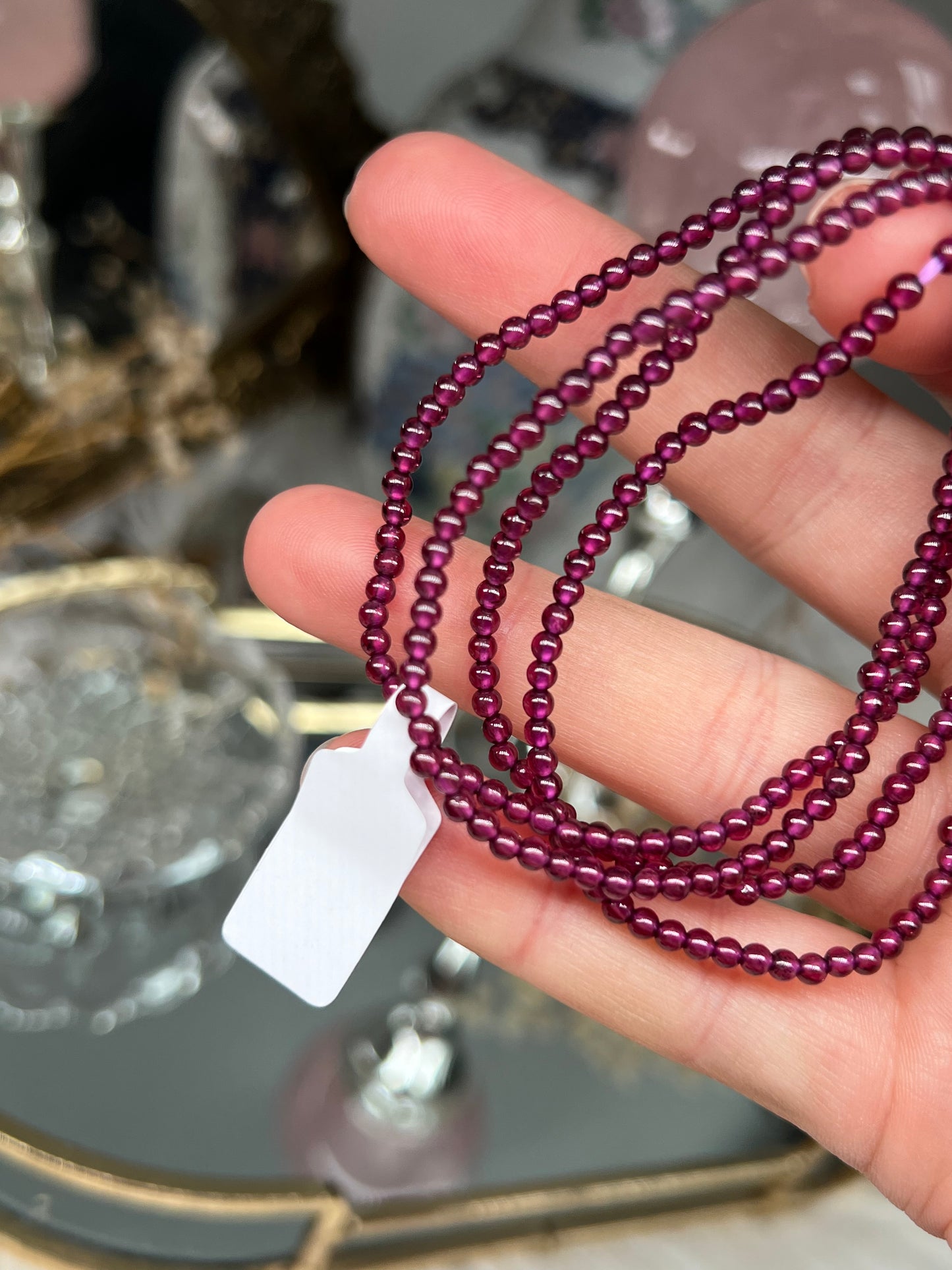 Rhodolite garnet beaded necklace / 4 stack bracelet