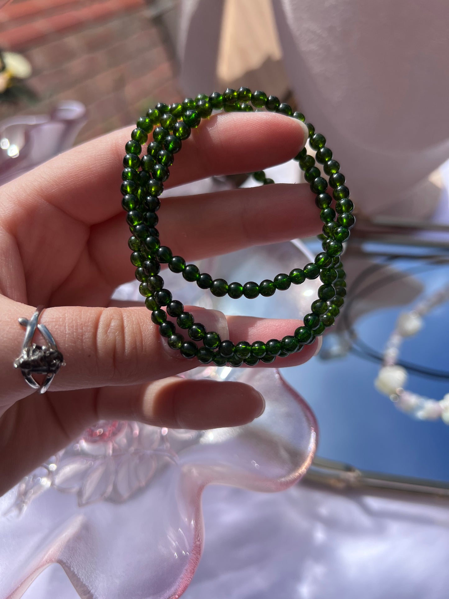 Diopside beaded bracelet - 4.4mm