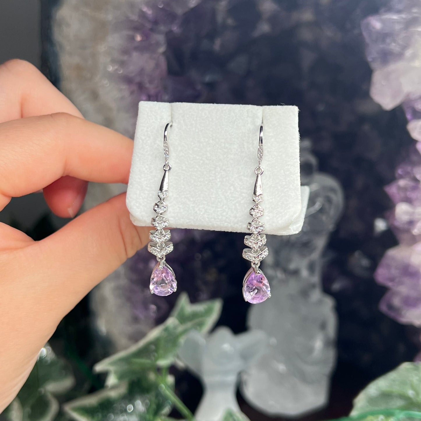 Amethyst 925silver dangly earrings