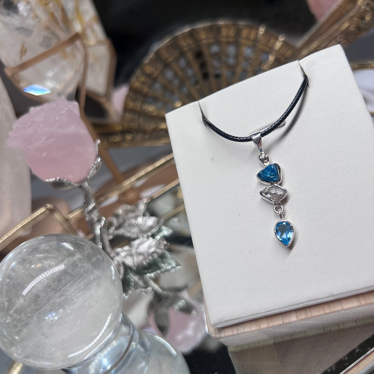 Blue Apetite, Herkimer Diamond & Blue Topaz pendant - 925 silver