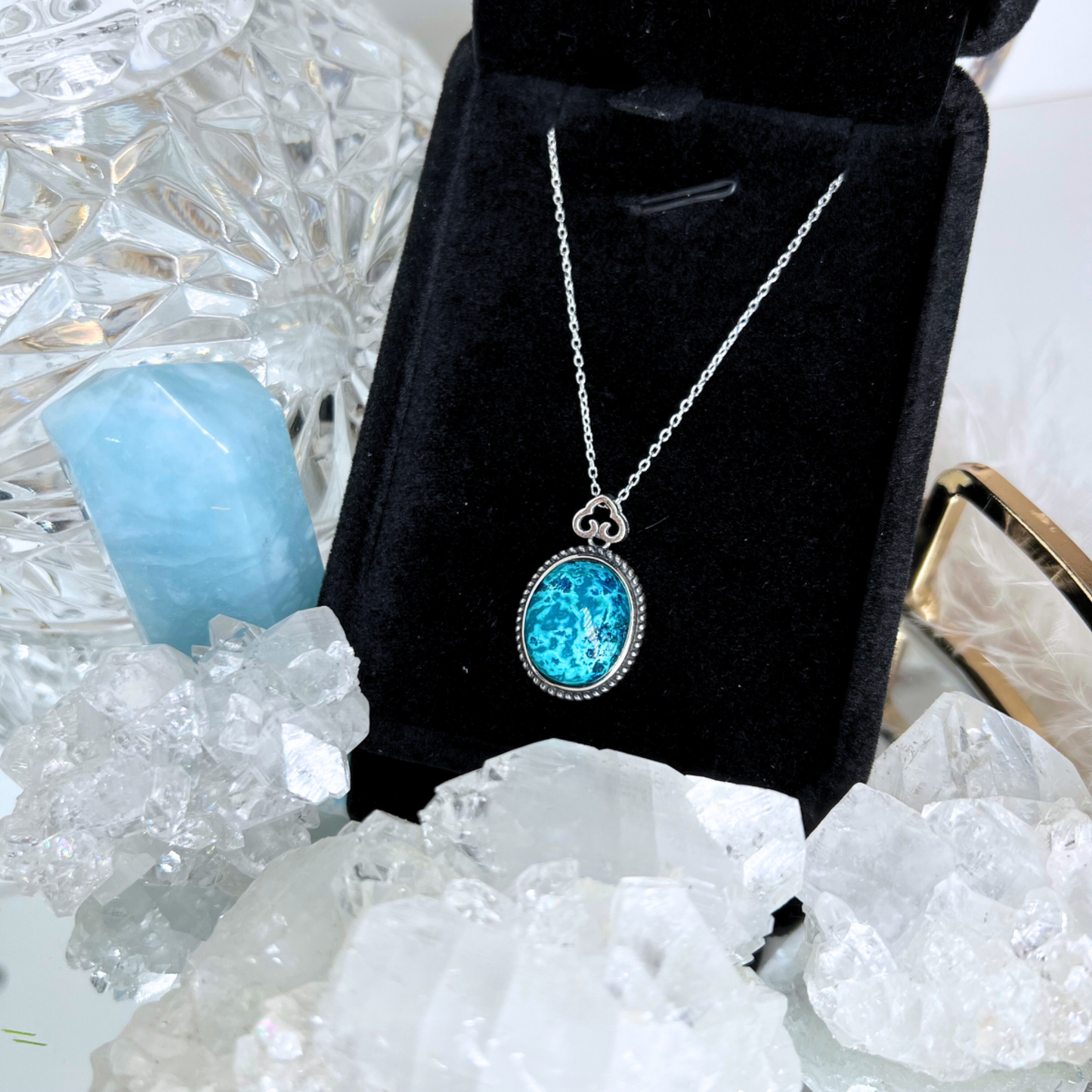 Chrysocolla 925 solid silver pendant