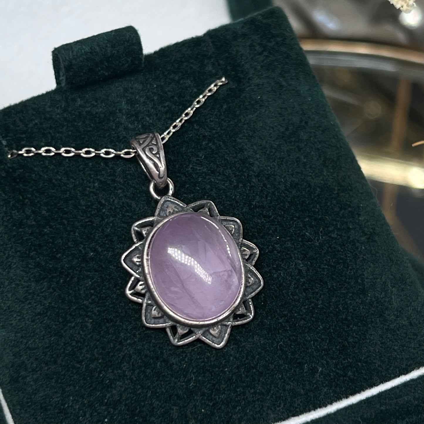 Kunzite flower design 925silver pendant