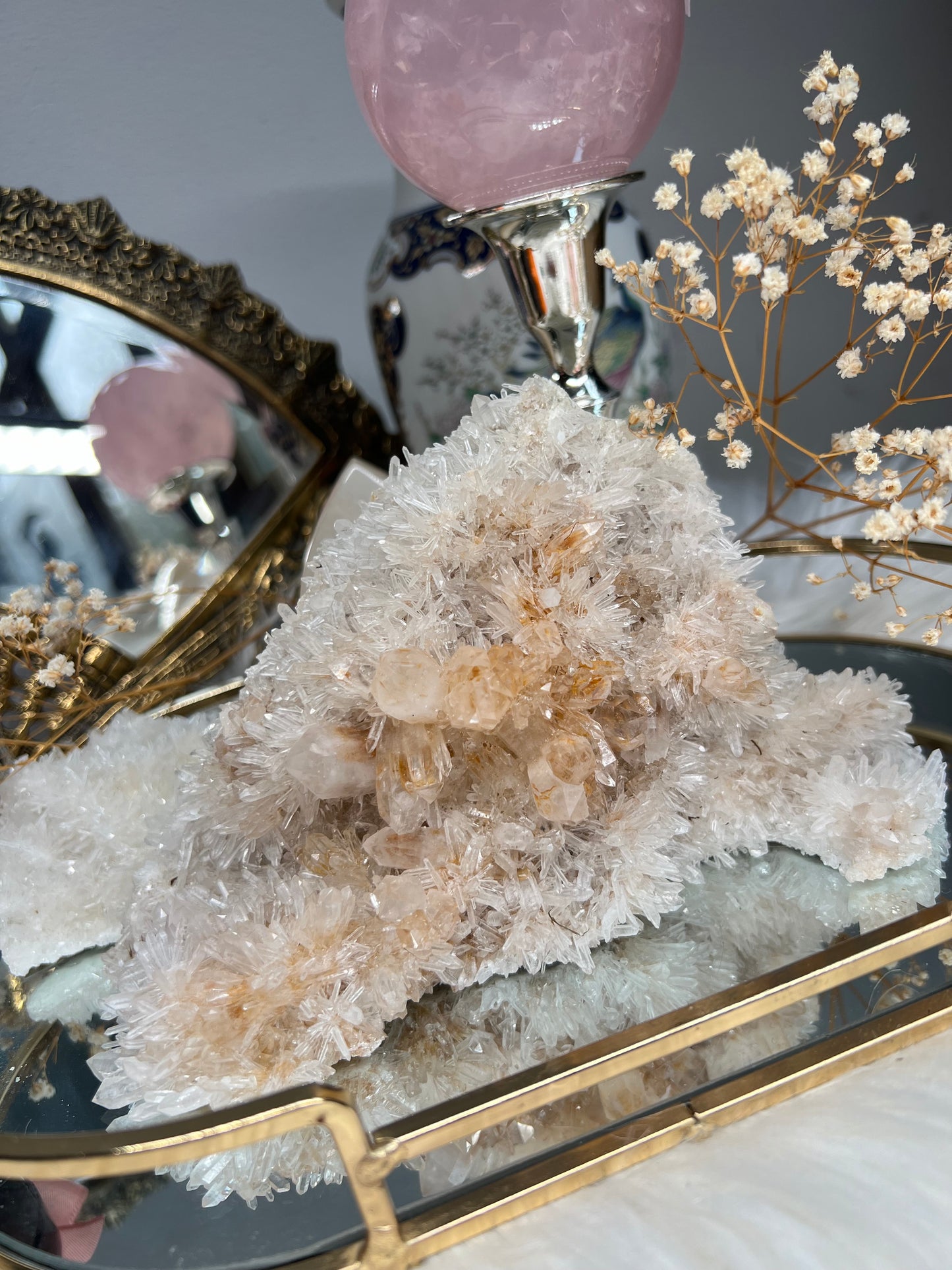 Golden healer quartz cluster statement piece 766g self standing