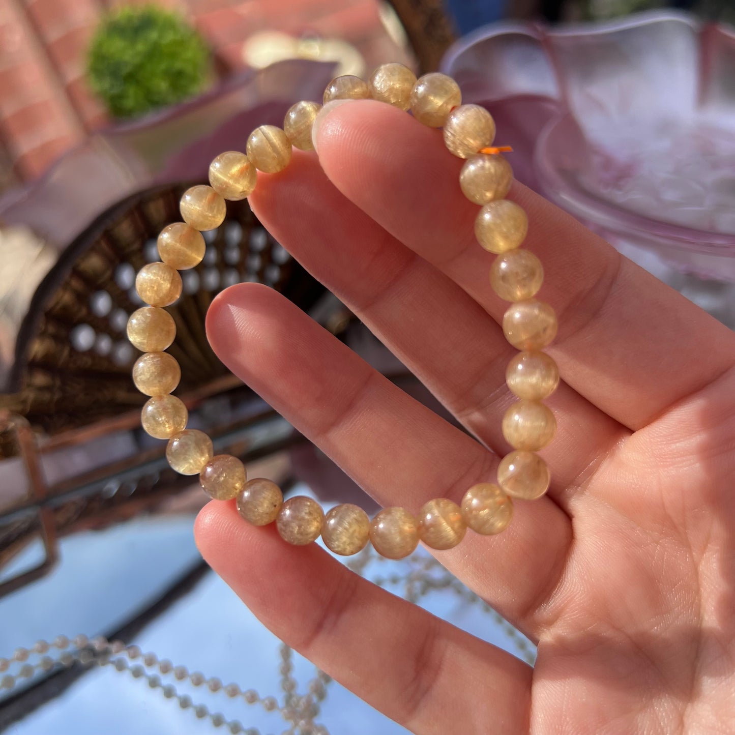 Natural Yellow Apetite beaded bracelet - 6.7mm