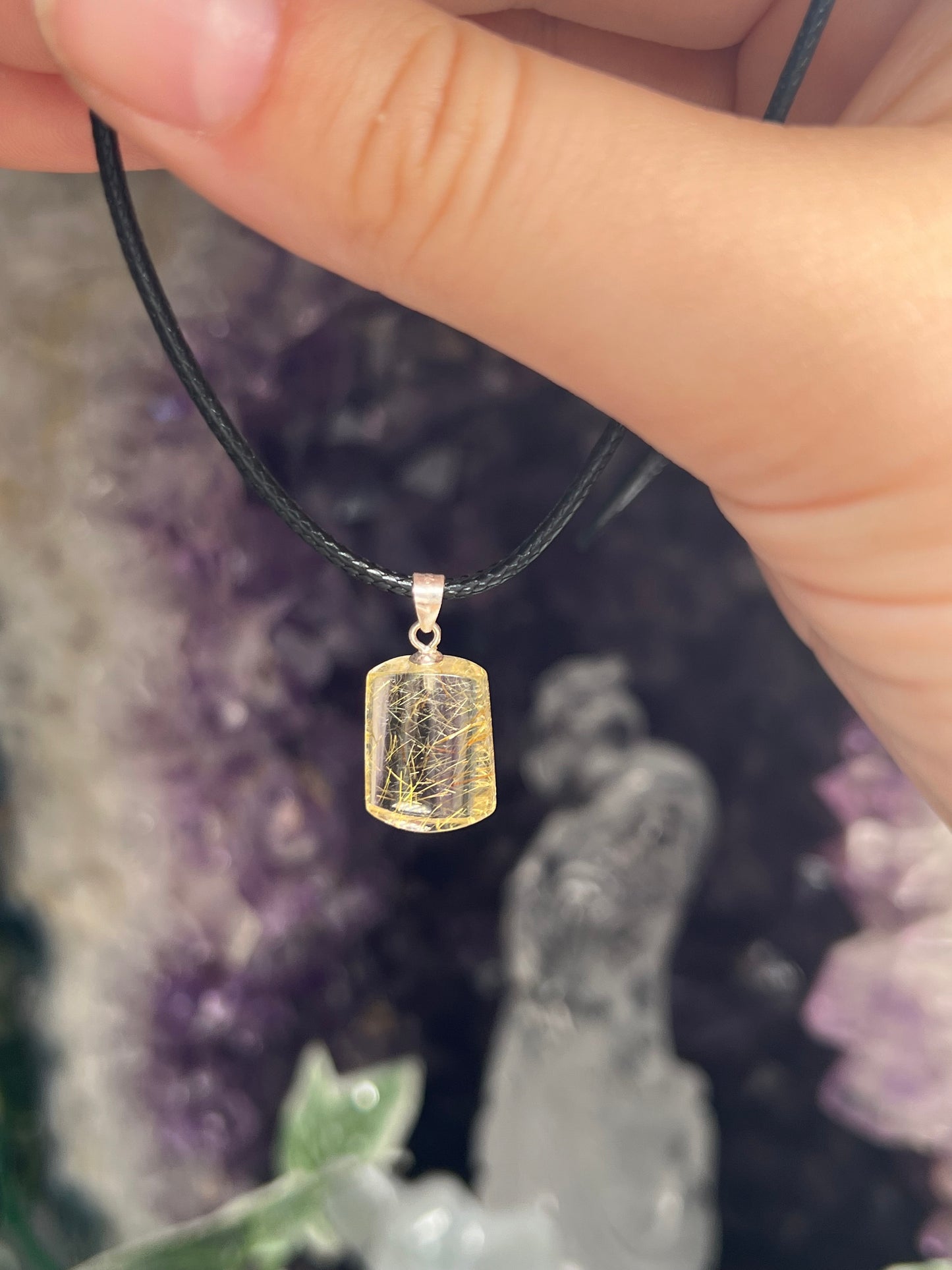 Golden rutile 925silver pendant