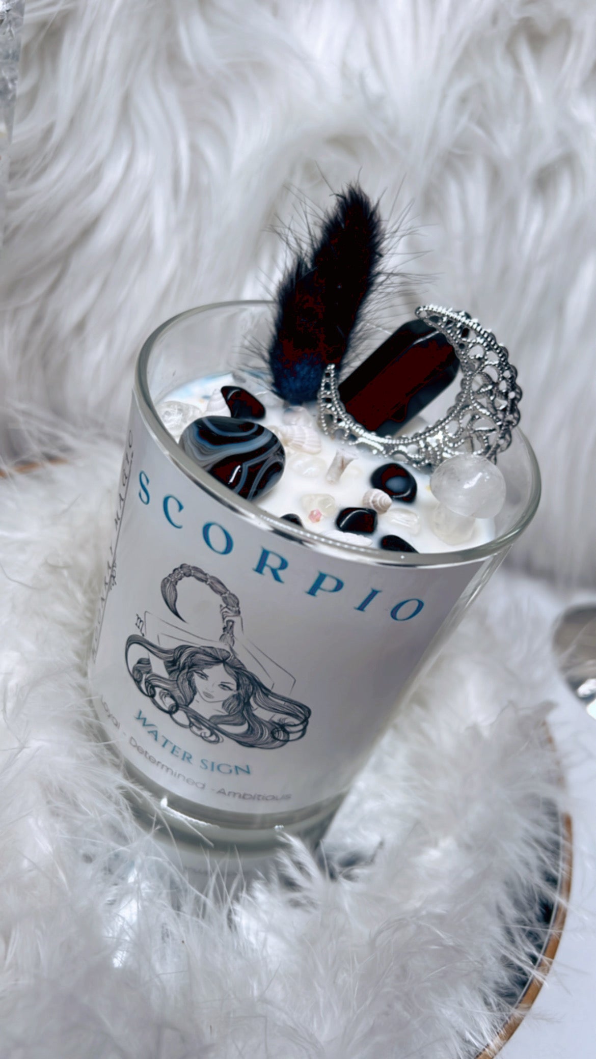 Scorpio crystal candle