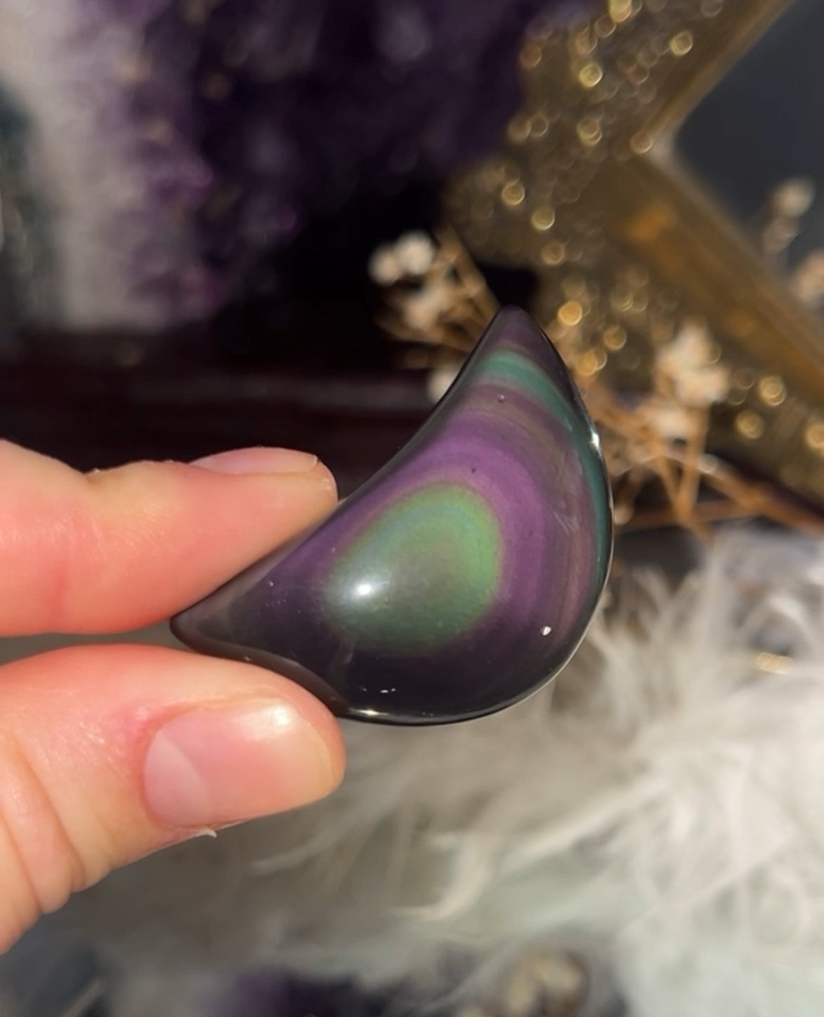 Rainbow obsidian moon #c