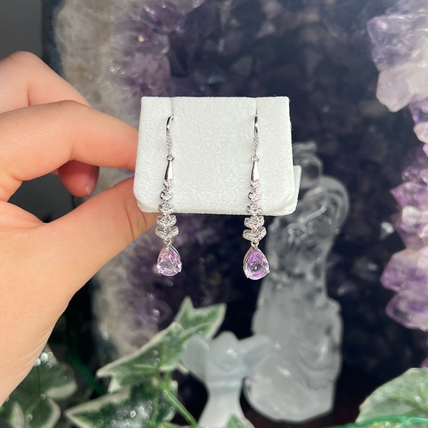 Amethyst 925silver dangly earrings