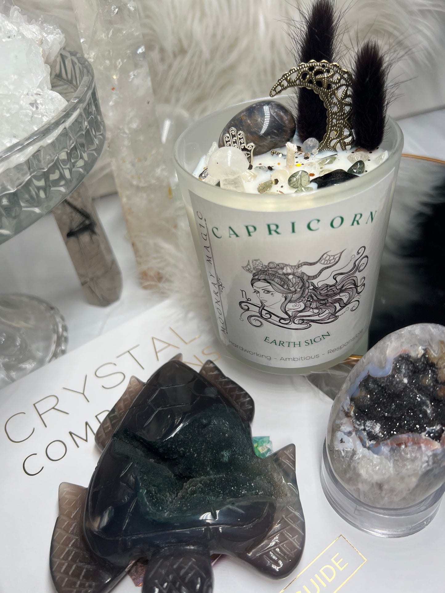 Capricorn crystal candle