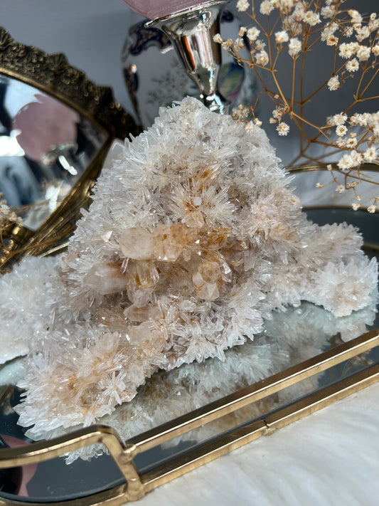 Golden healer quartz cluster statement piece 766g self standing