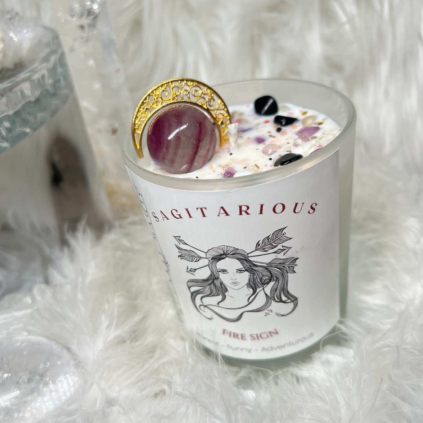 Sagittarius crystal candle