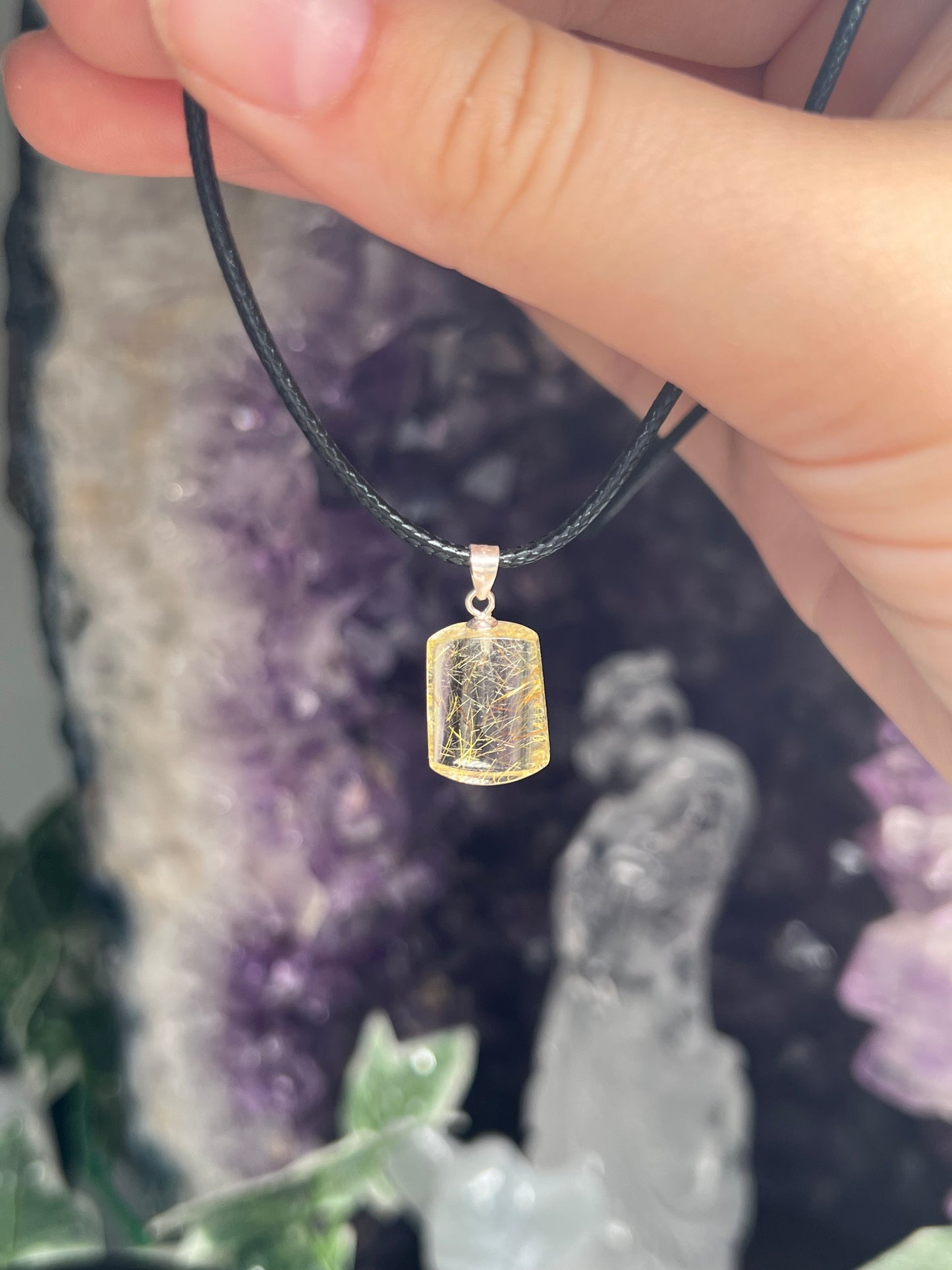 Golden rutile 925silver pendant