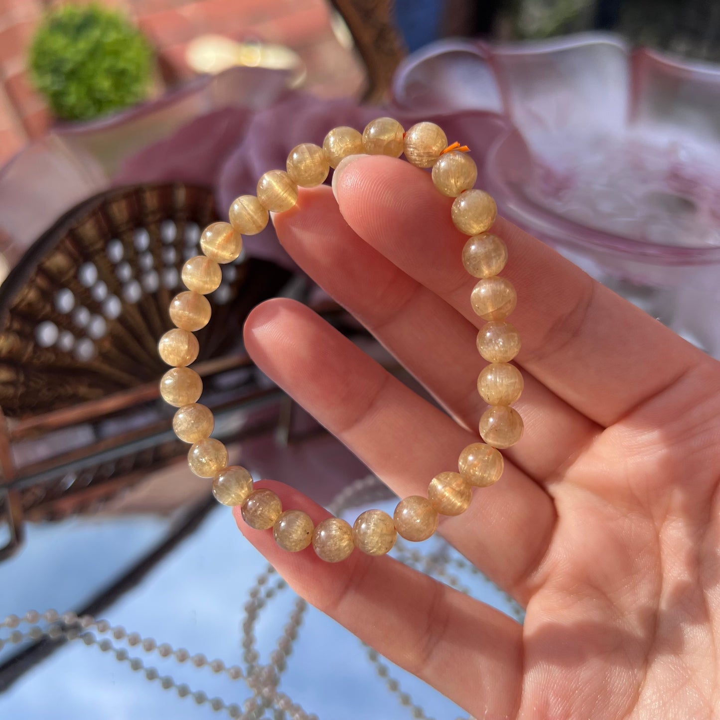 Natural Yellow Apetite beaded bracelet - 6.7mm