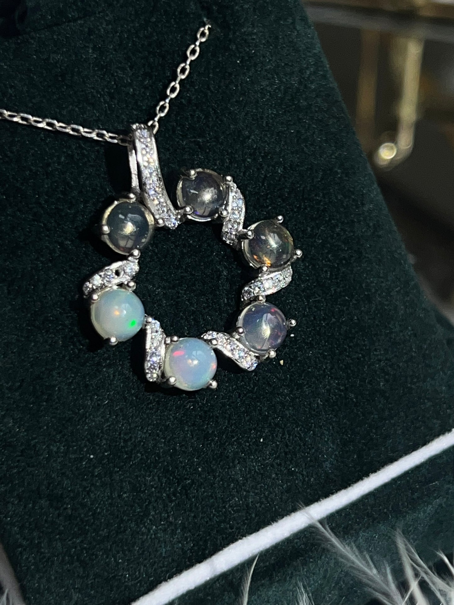 Ethiopian opal 925silver round pendant