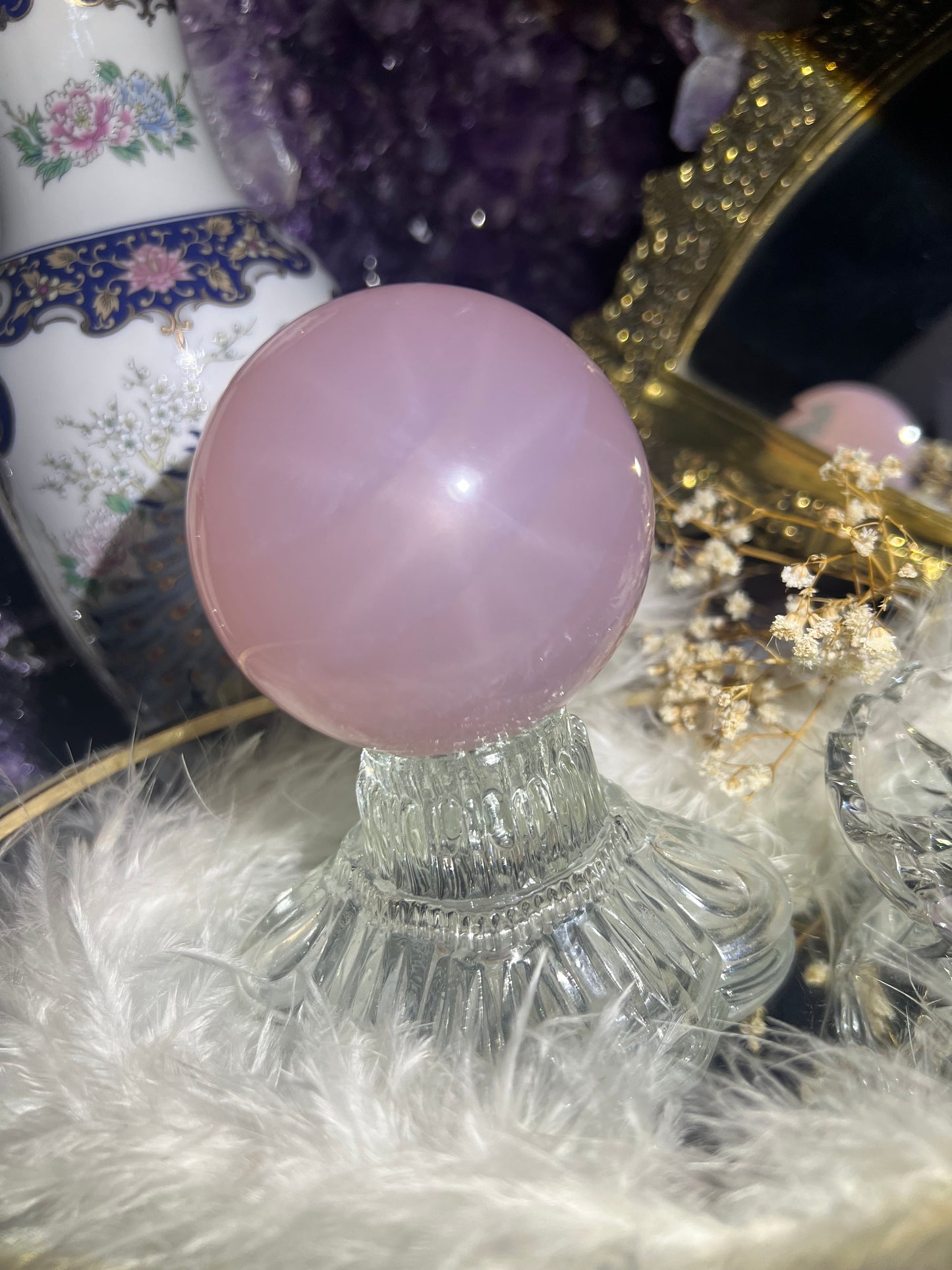 Star rose quartz sphere #A