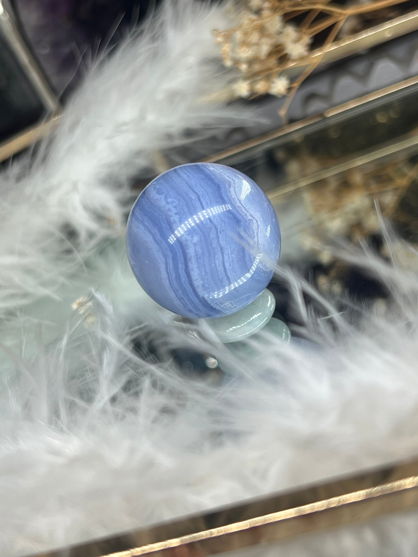 Blue lace agate sphere B