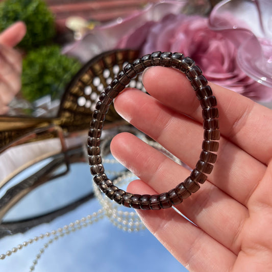 Smokey Quartz beryl style beaded bracelet - 6.3mm