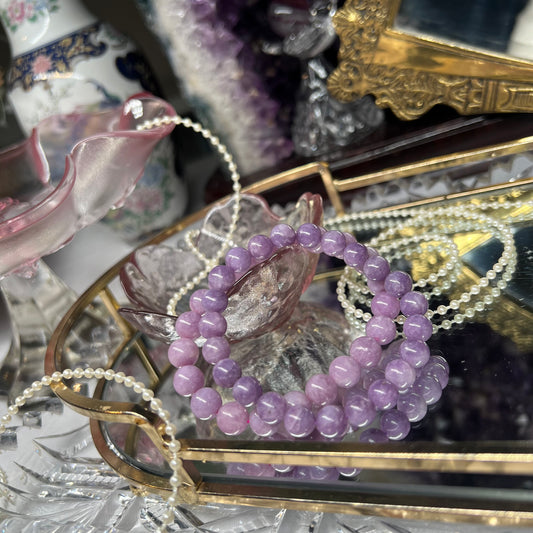 Lepidolite Crystal beaded bracelet - 8.5mm