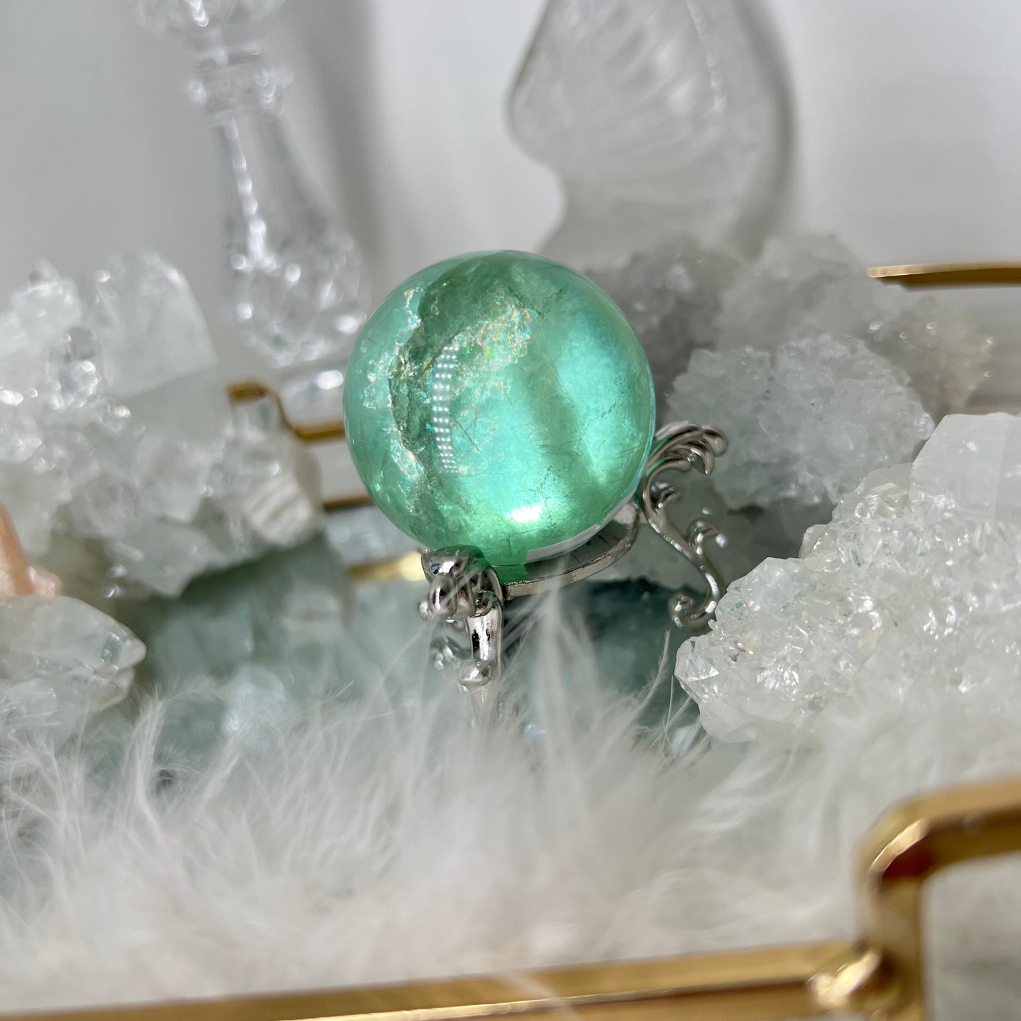 Green rainbow fluorite sphere *A