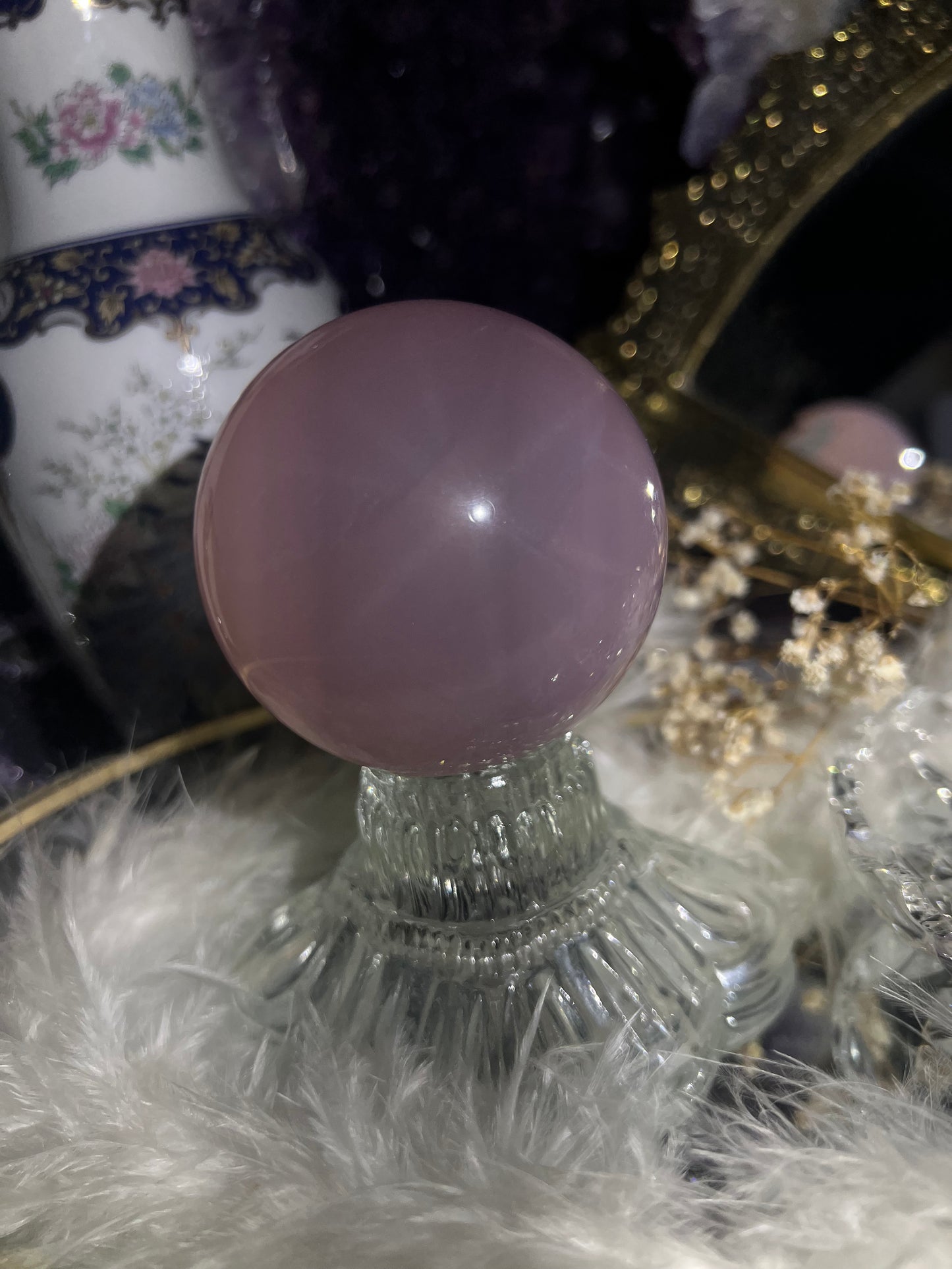 Star rose quartz sphere #A