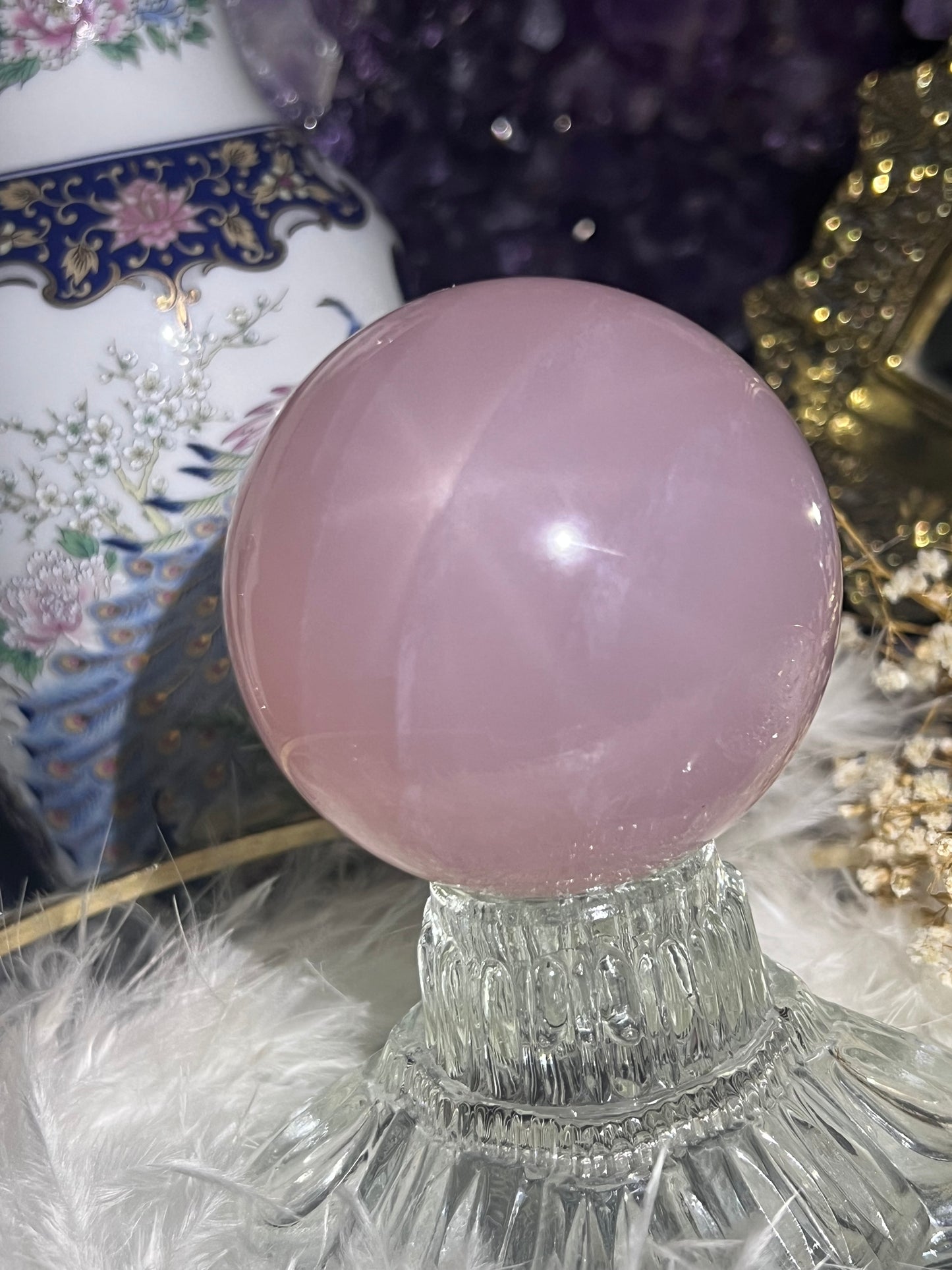 Star rose quartz sphere #A