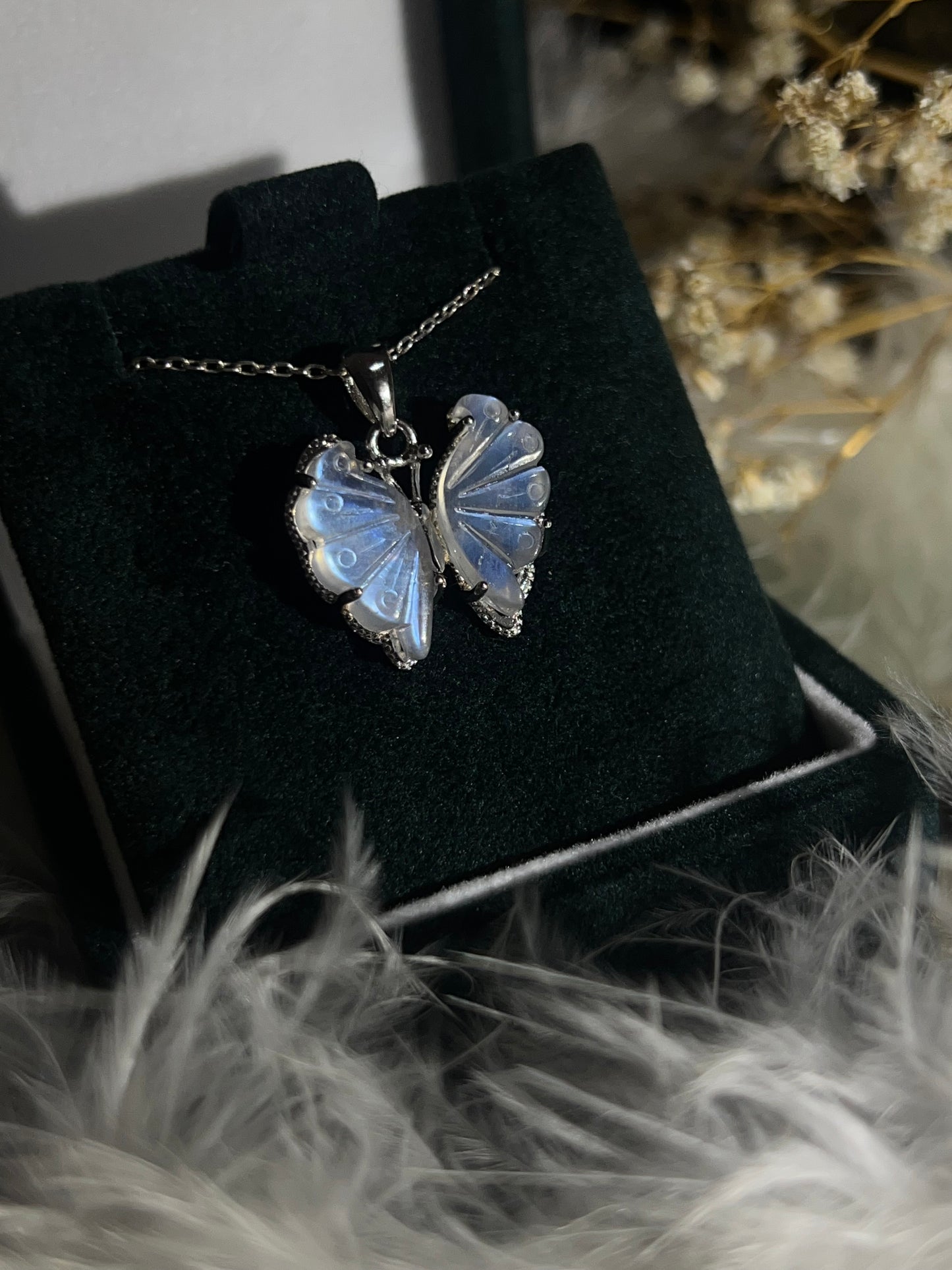 Rainbow moonstone butterfly custom design pendant 925silver