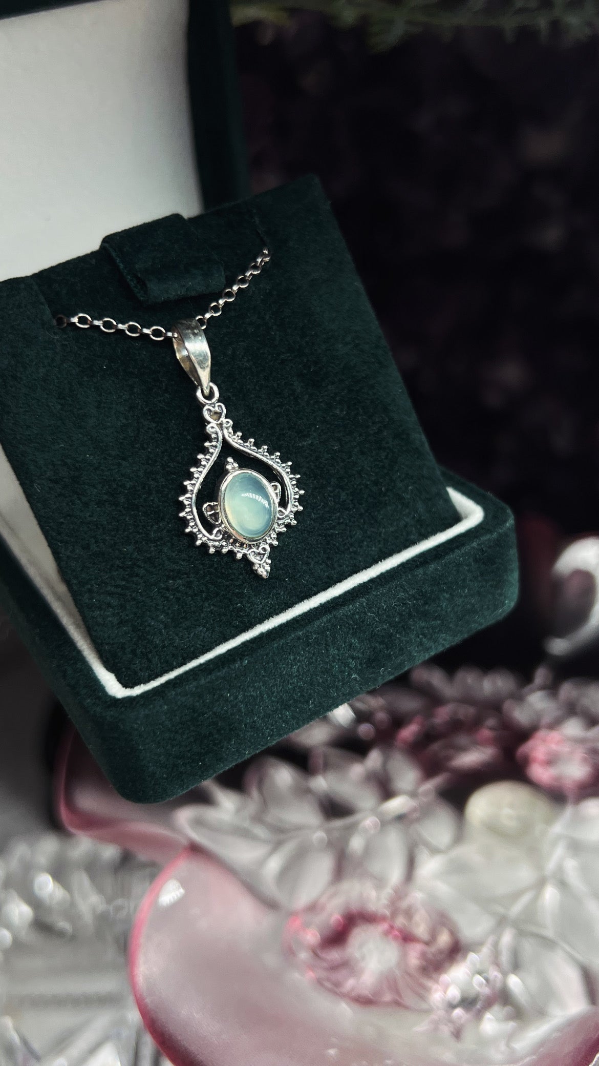 Blue onyx vintage style 925silver pendant