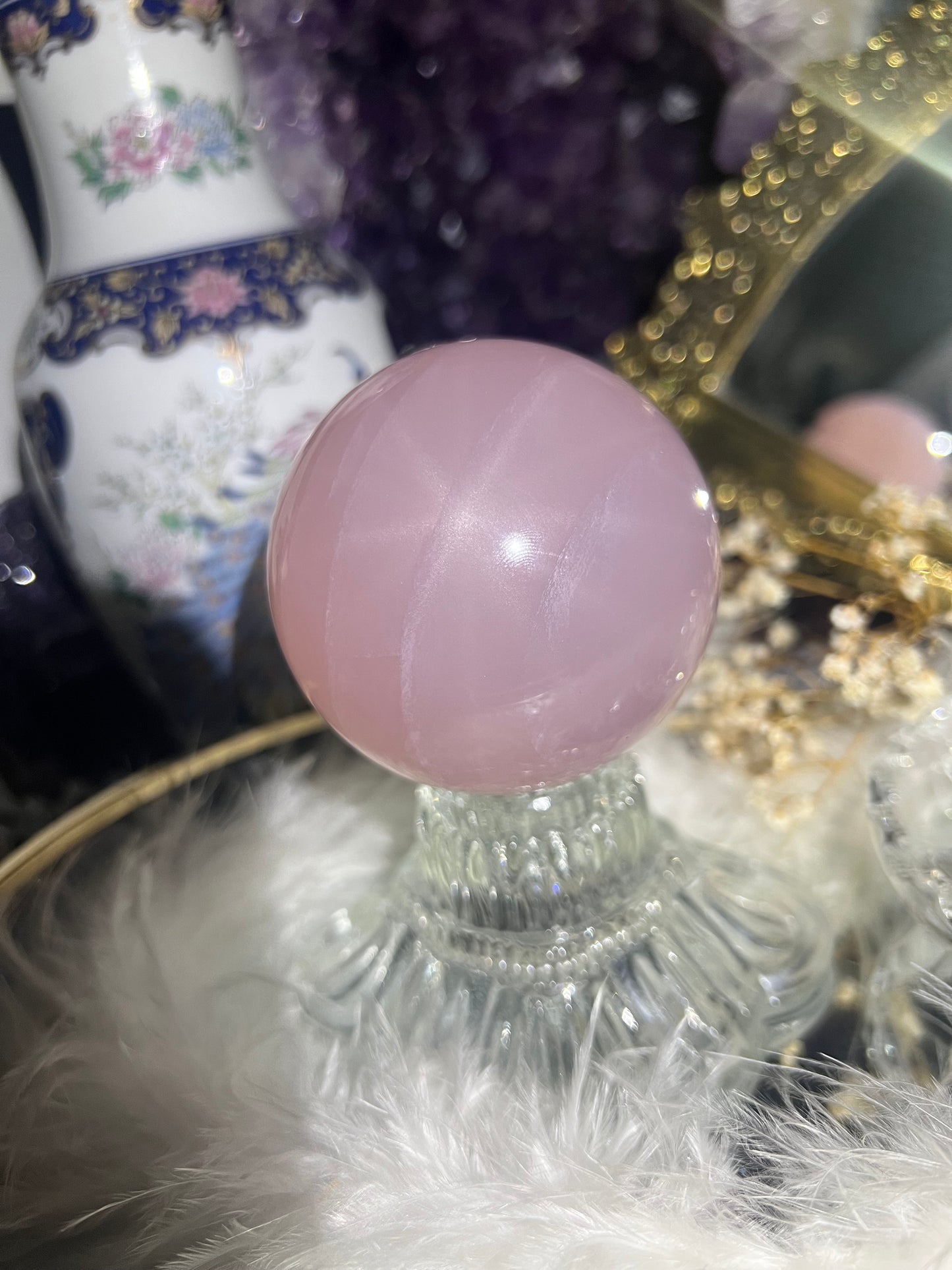 Star rose quartz sphere #A