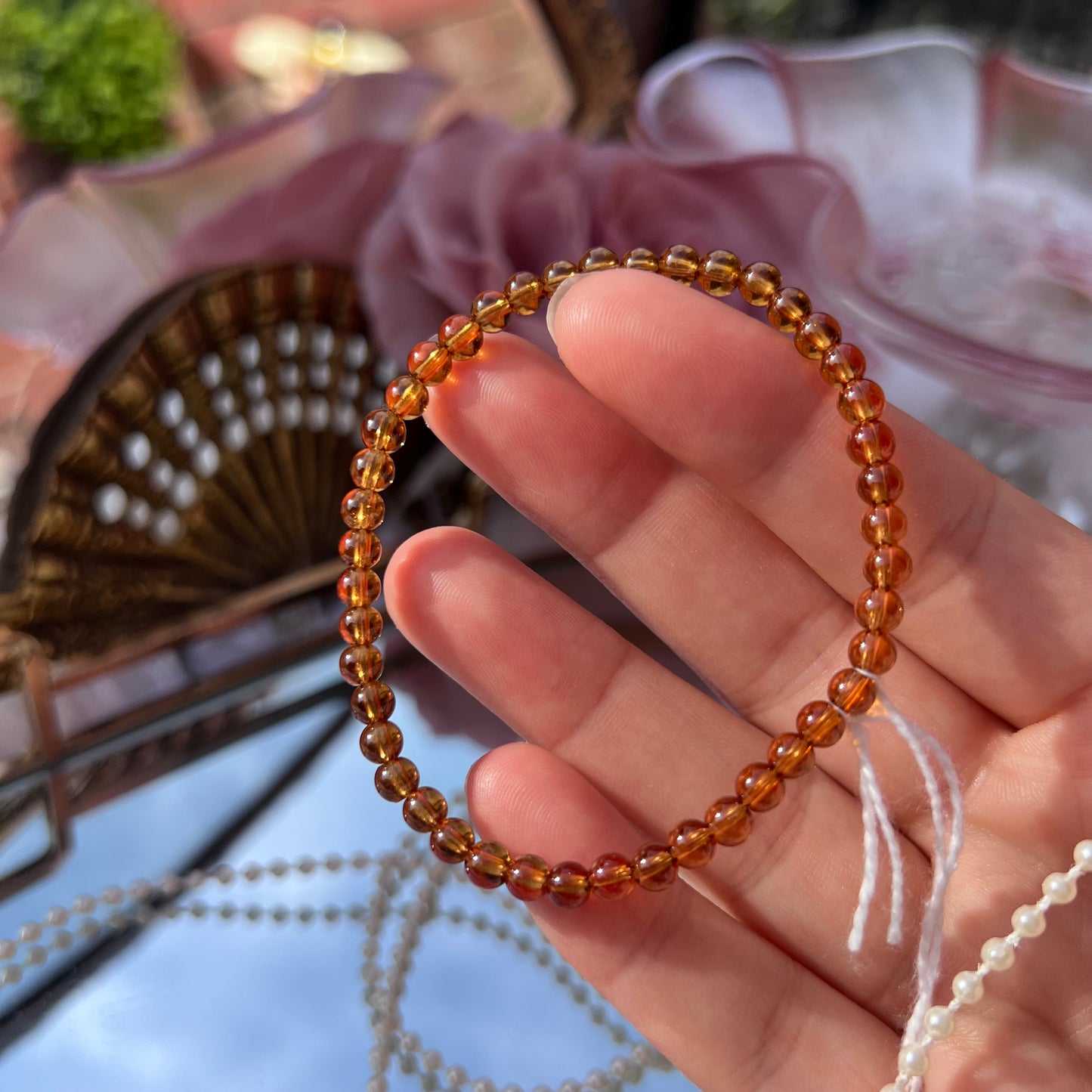 Tangerine Garnet Rare crystal beaded bracelet - 4.4mm