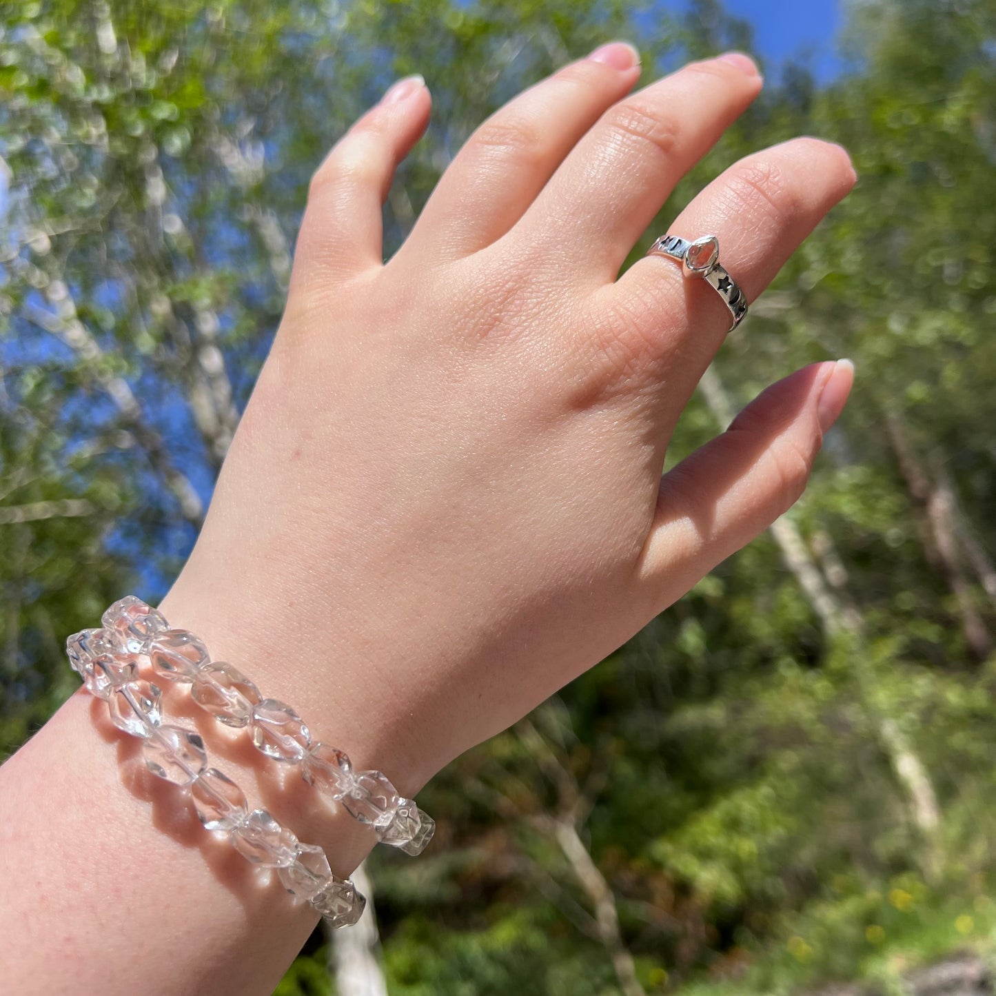 Clear Quartz high graded faceted Freeform beaded bracelet - 7mm