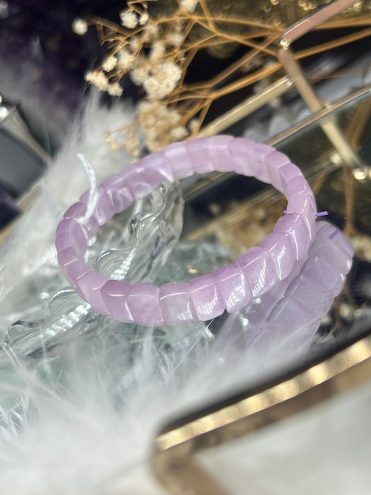 Kunzite stretchy bangle bracelet 10.3mm