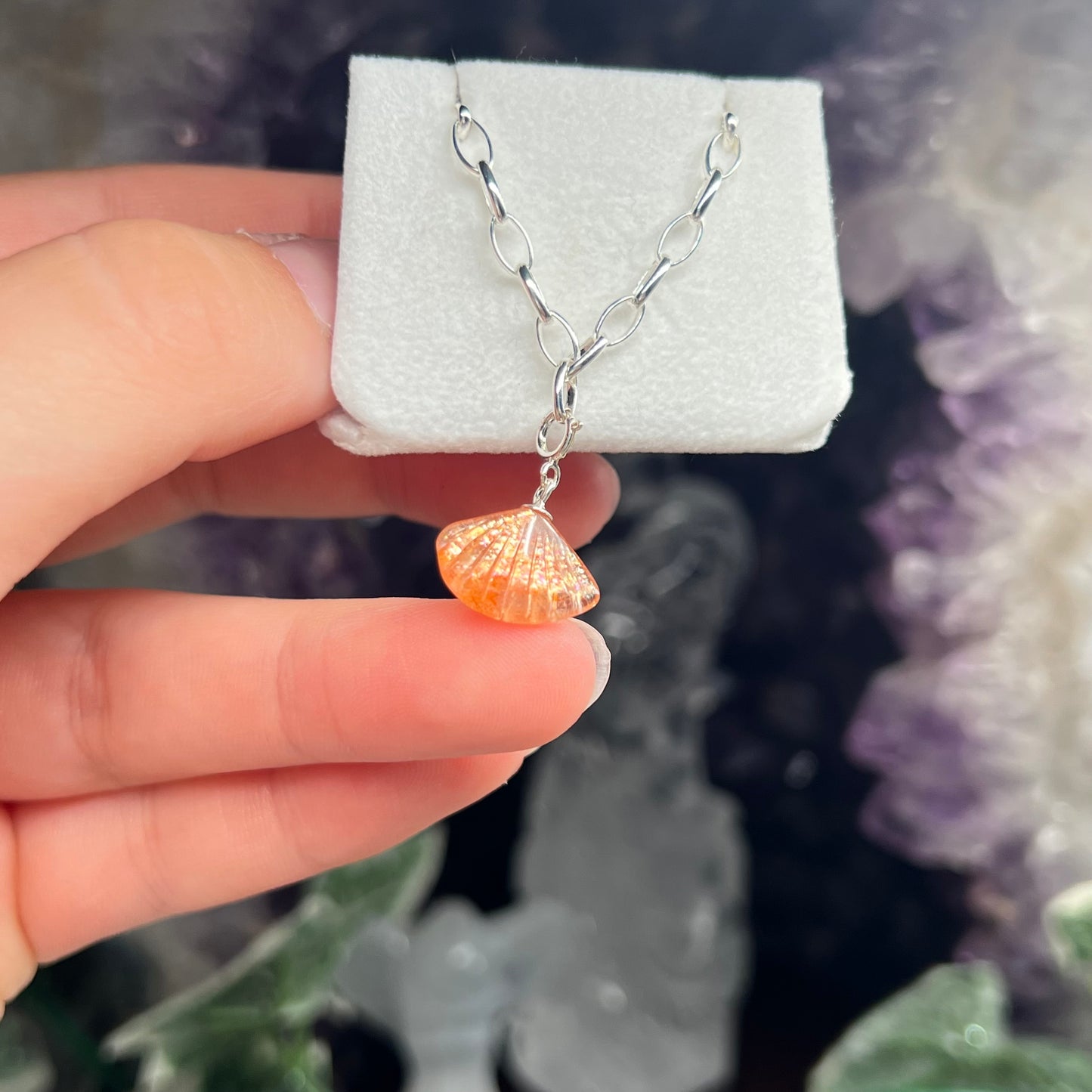 Sunstone seashell 925silver charm