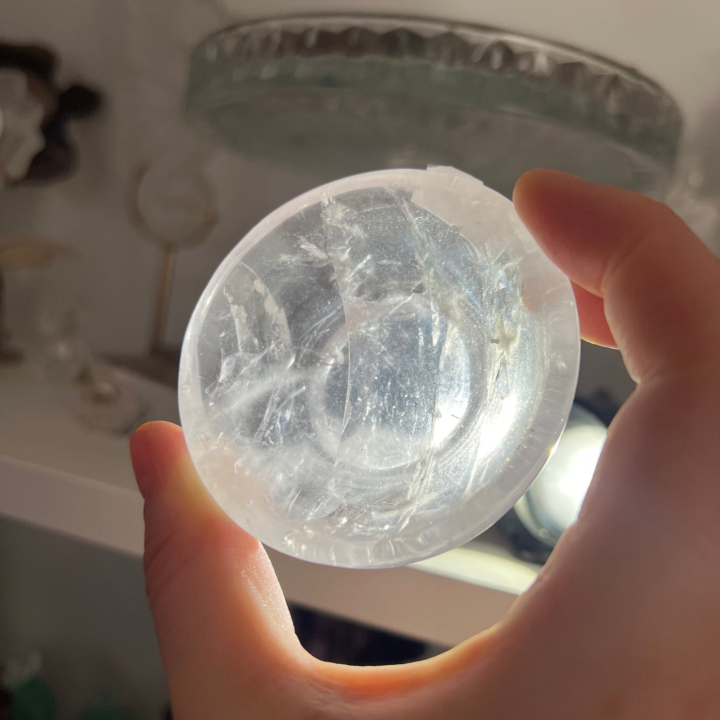 Clear quartz trinket dish