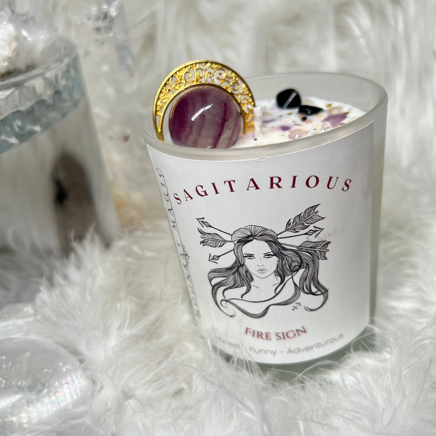 Sagittarius crystal candle