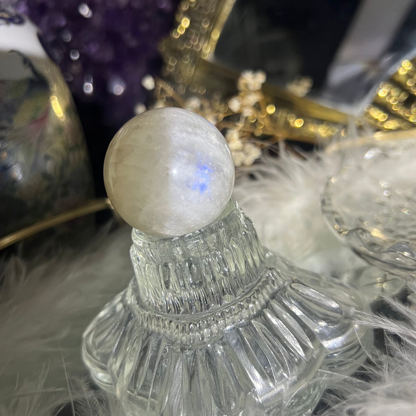 Belemorite moonstone sunstone sphere #B