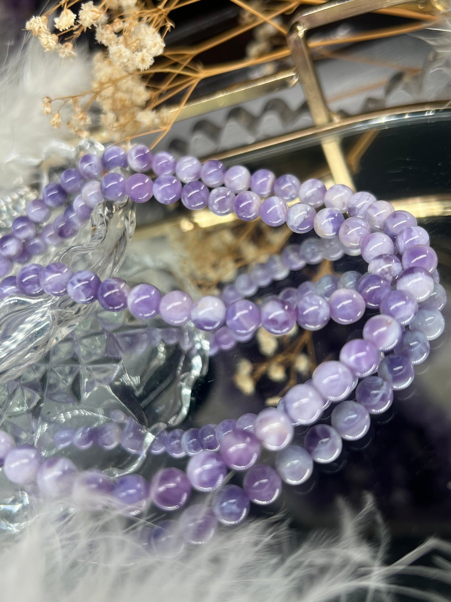 Purple jade beaded necklace 7mm