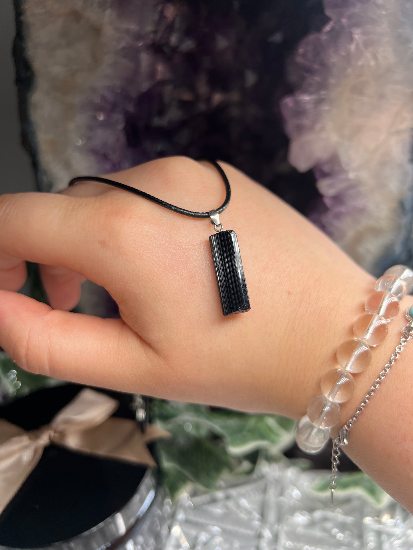 Black tourmaline 925silver pendant