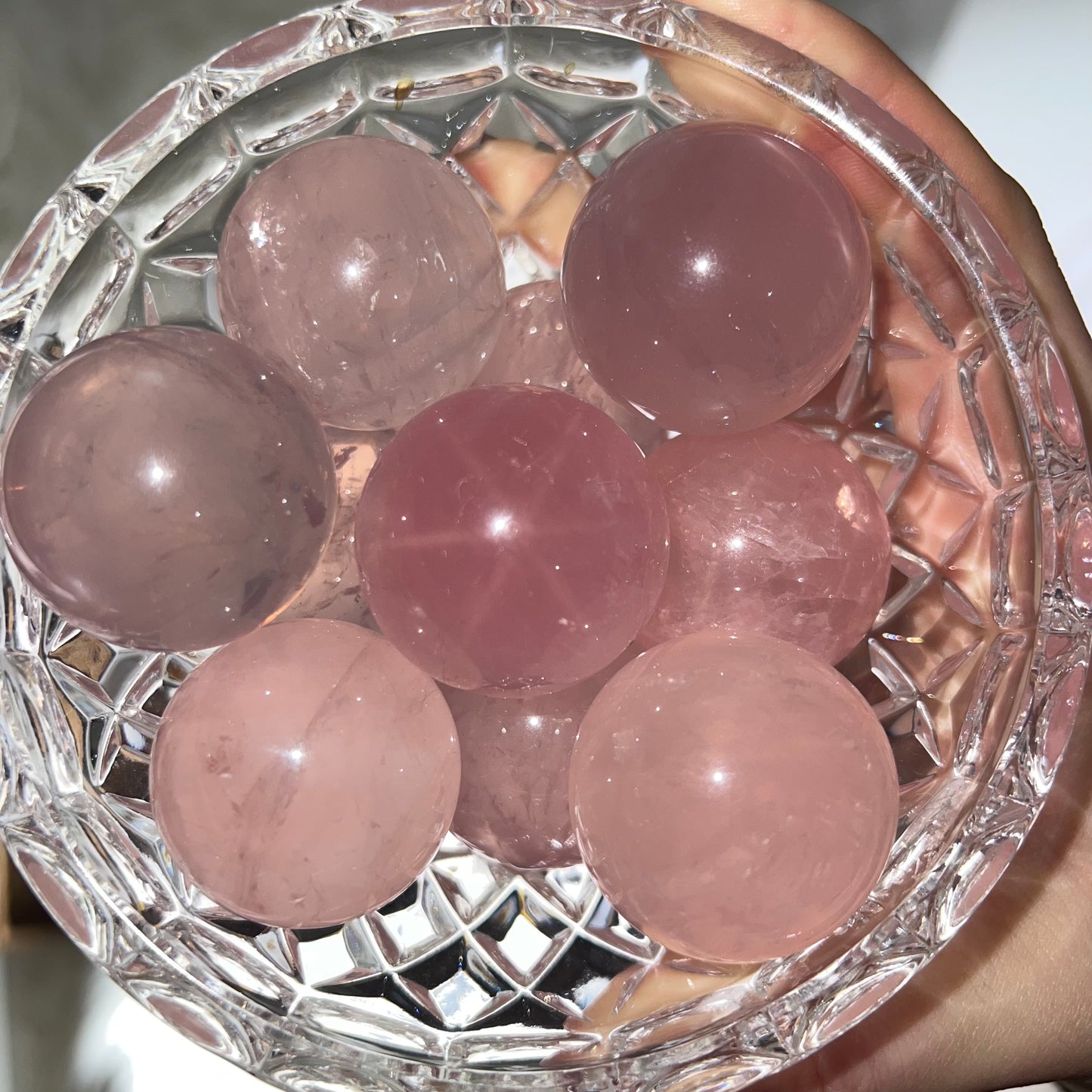 Star rose quartz sphere