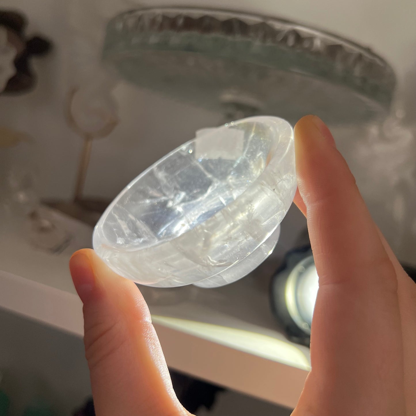 Clear quartz trinket dish