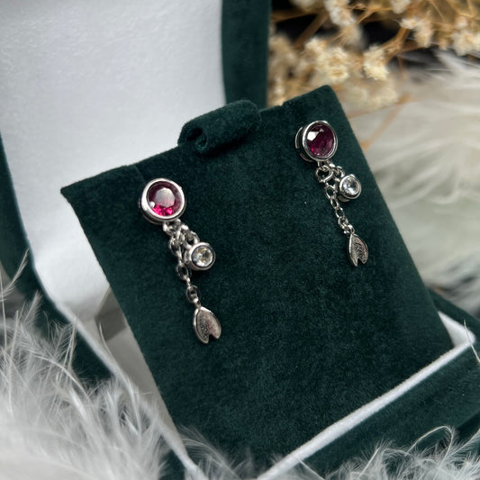 Pink tourmaline droplet earrings